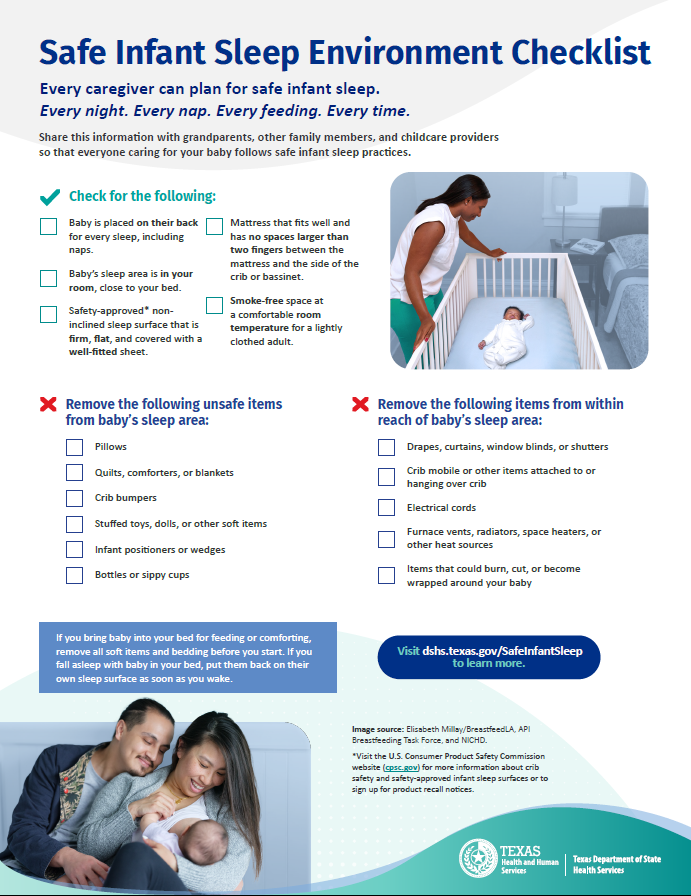 A picture of the Safe Infant Sleep Checklist. 
