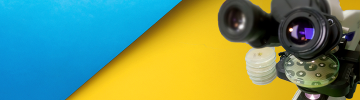 Banner with Microscope and sample