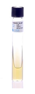 A single Sabouraud’s Dextrose Agar (SDA) slant in a glass tube with a screw top lid.