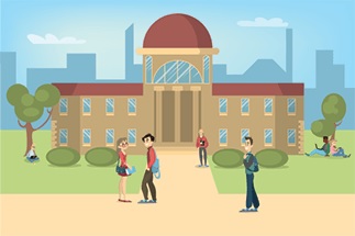 University and students - clipart