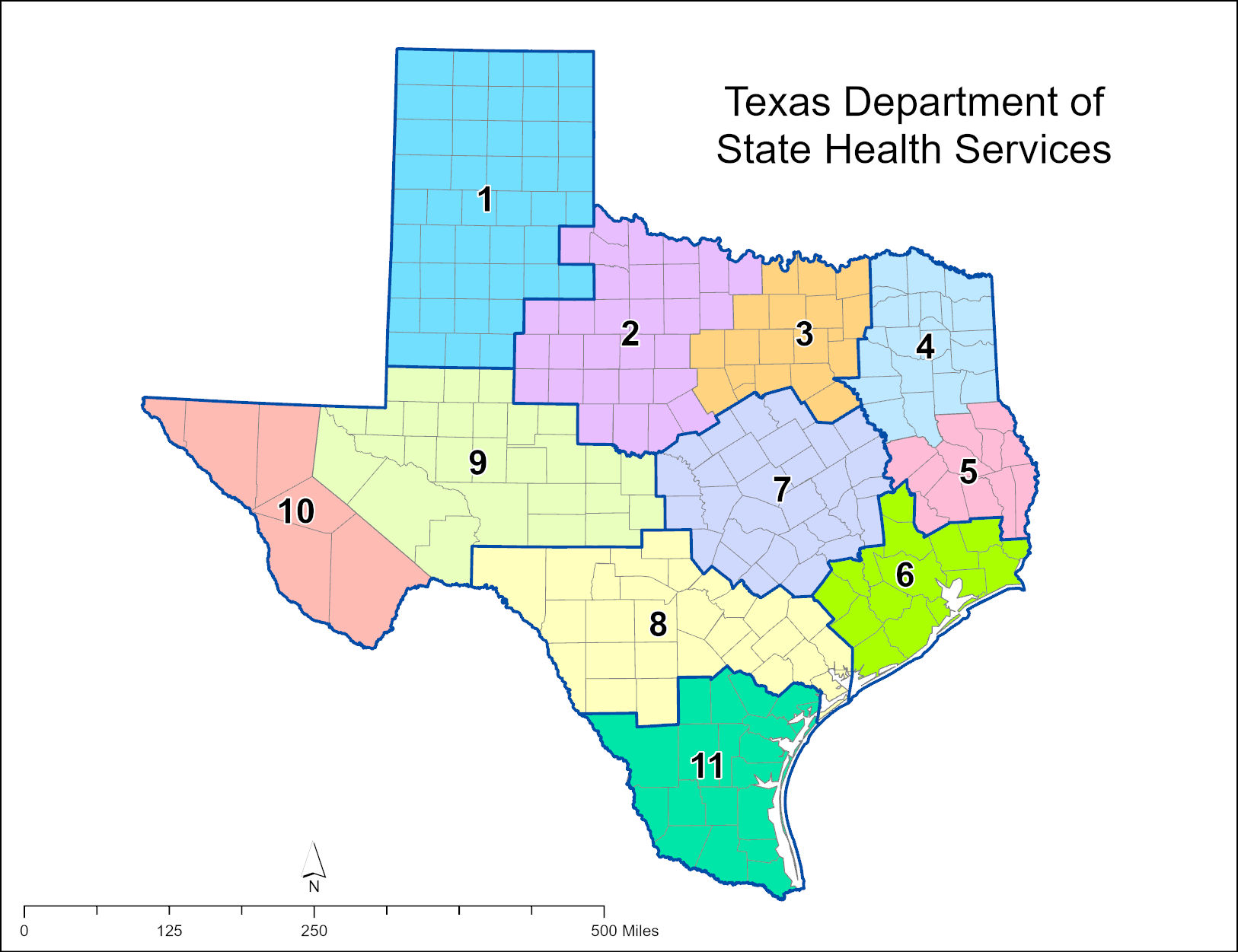 DSHS Regions and Texas Counties