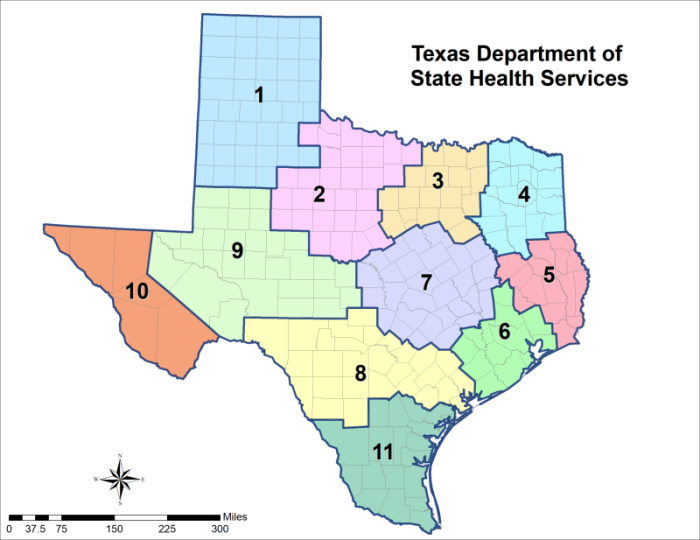 Texas Map showing the 11 regions.