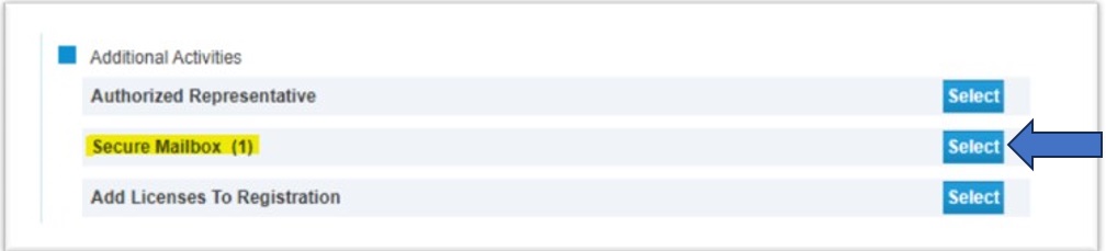 Picture showing arrow by secure inbox selection