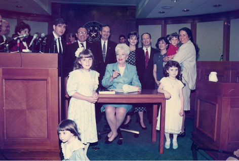 "Governor Ann Richards signed the Birth Defects Act into law"