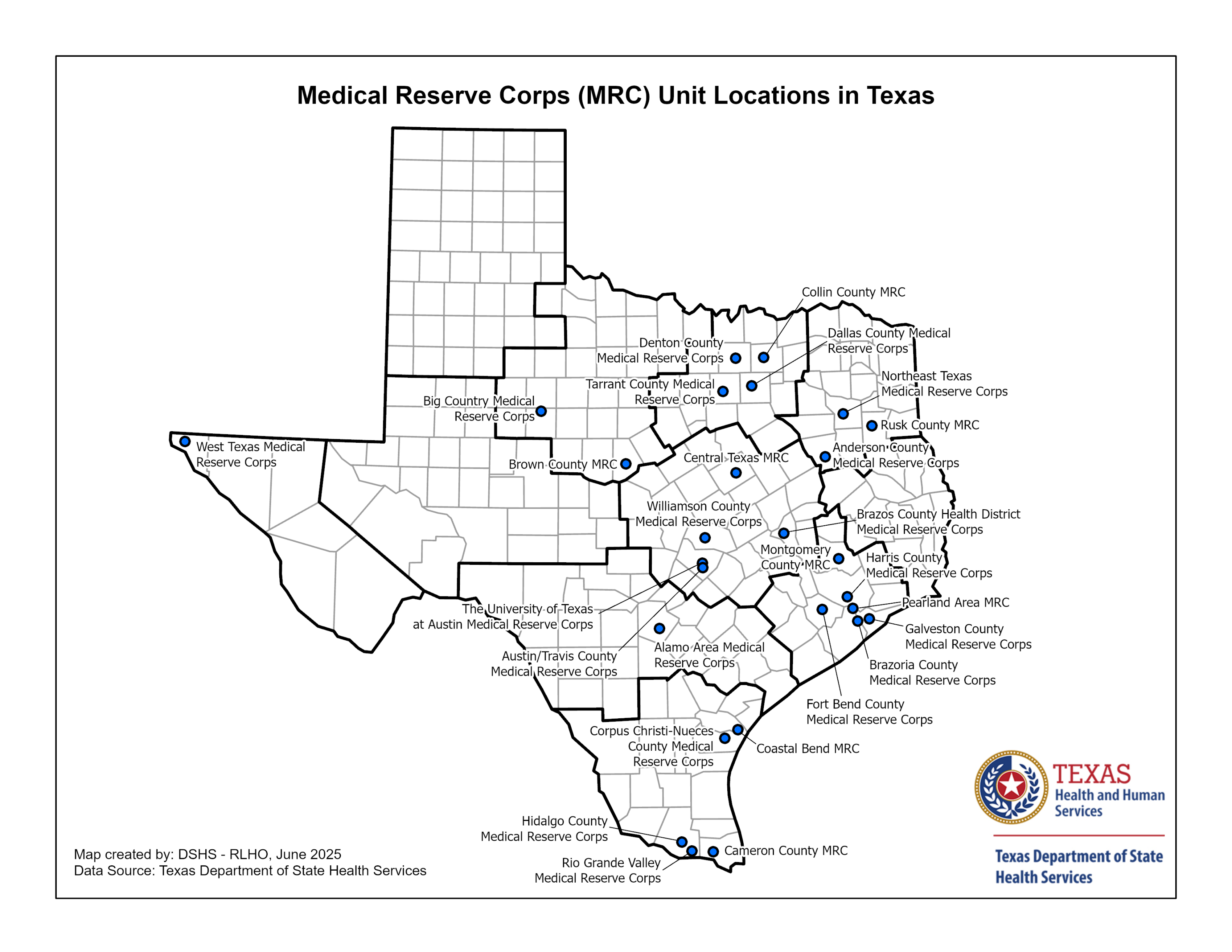 Medical Reserve Corps Unit Locations in Texas