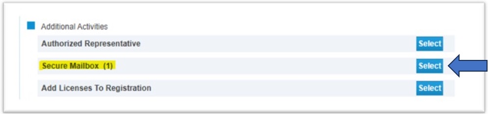 picture showing an arrow next to the secure inbox select button