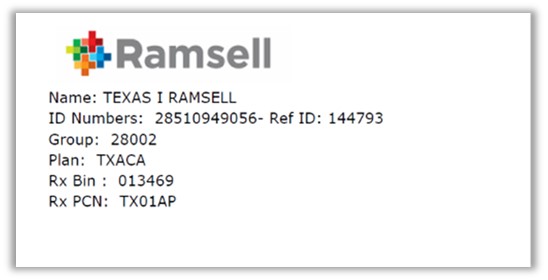 Front of Ramsell card