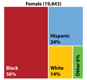 Figure 2: Texans living with HIV by race/ethnicity and sex at birth, 2018 III