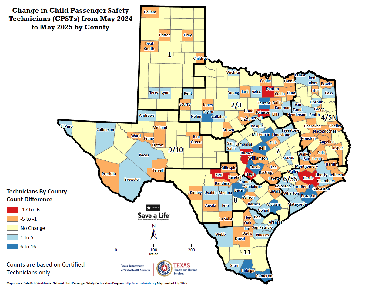 Change in CPSTs from May 2025 to May 2025 by County