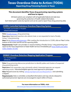 TODA Drug Poisoning Reporting Informational Sheet Screenshot