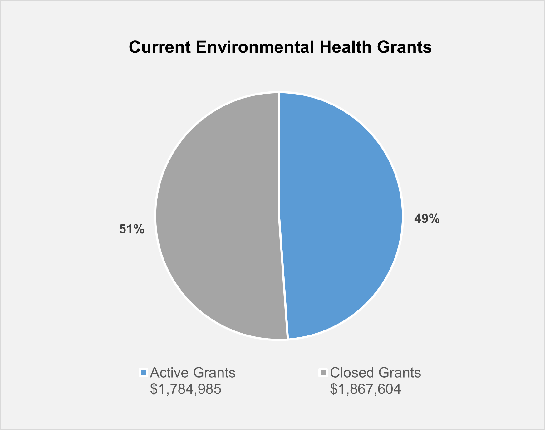 Current Environmental Health Grants pie chart