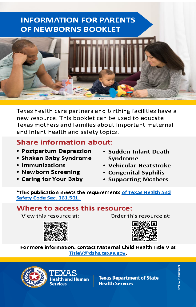 Info for Parents of Newborn Rack card