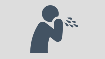 Silhouette of person productively coughing