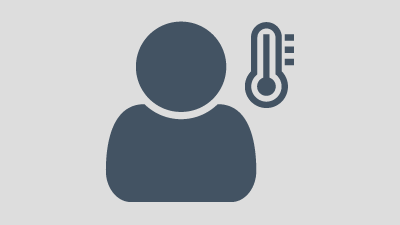 Generic silhouette of person with thermometer filled in to the highest temperature mark