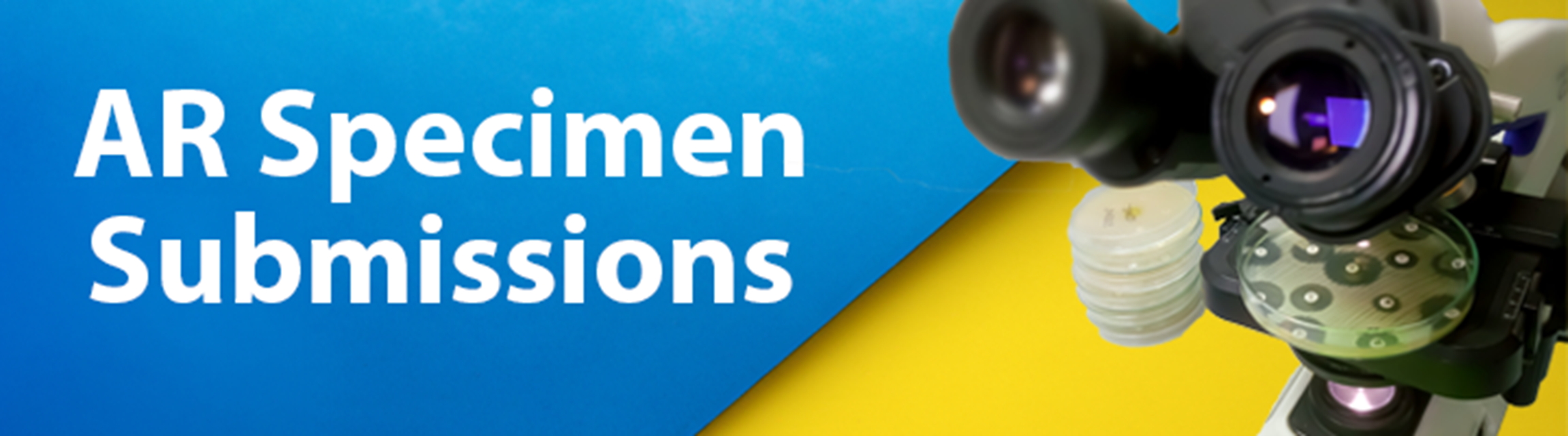 A section banner titled "AR Specimen Submissions" and a picture of a microscope with a plate.