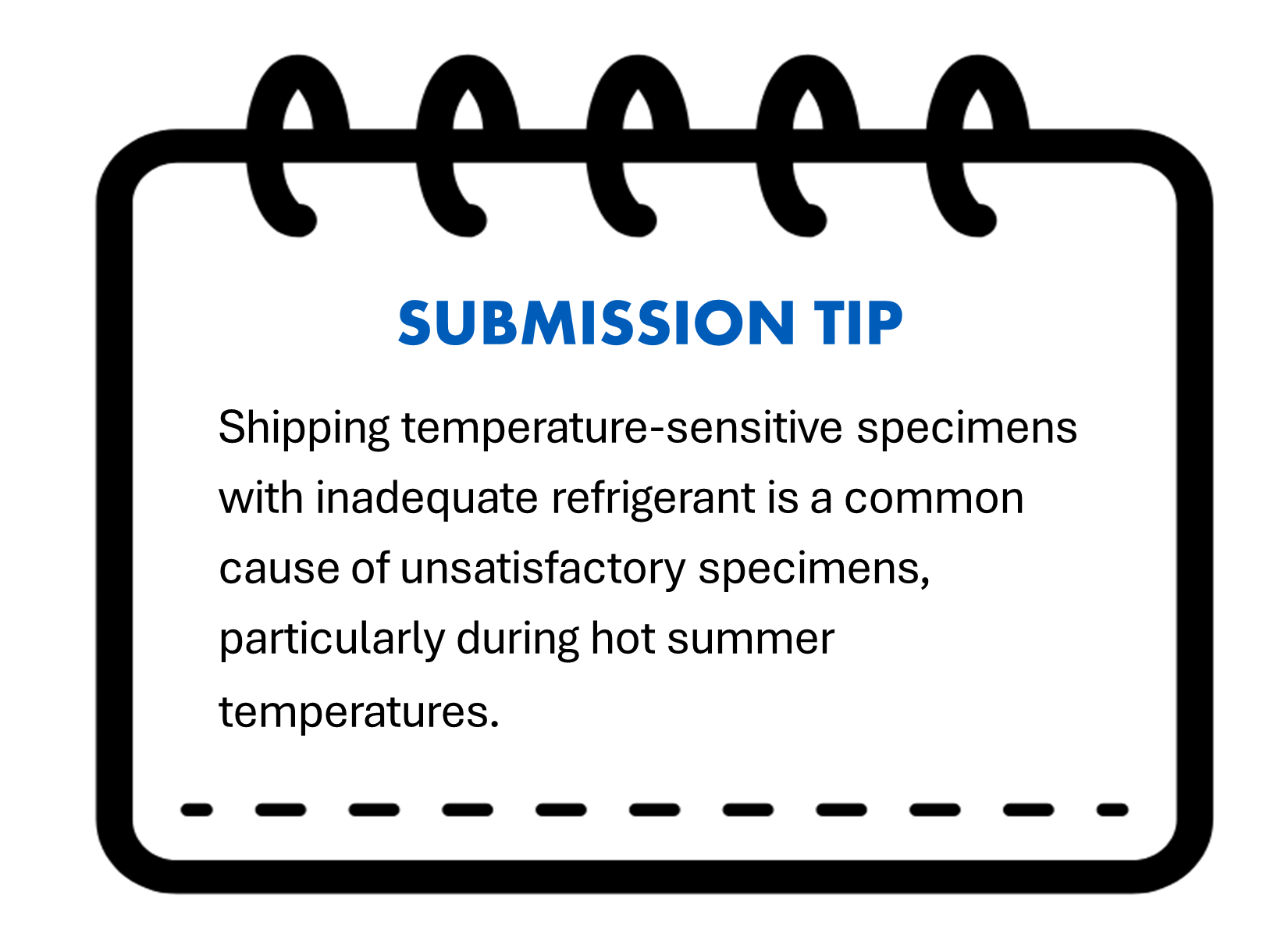 Shipping temperature-sensitive specimens with inadequate refrigerant is a common cause of unsatisfactory specimens, particularly during hot summer temperatures. 
