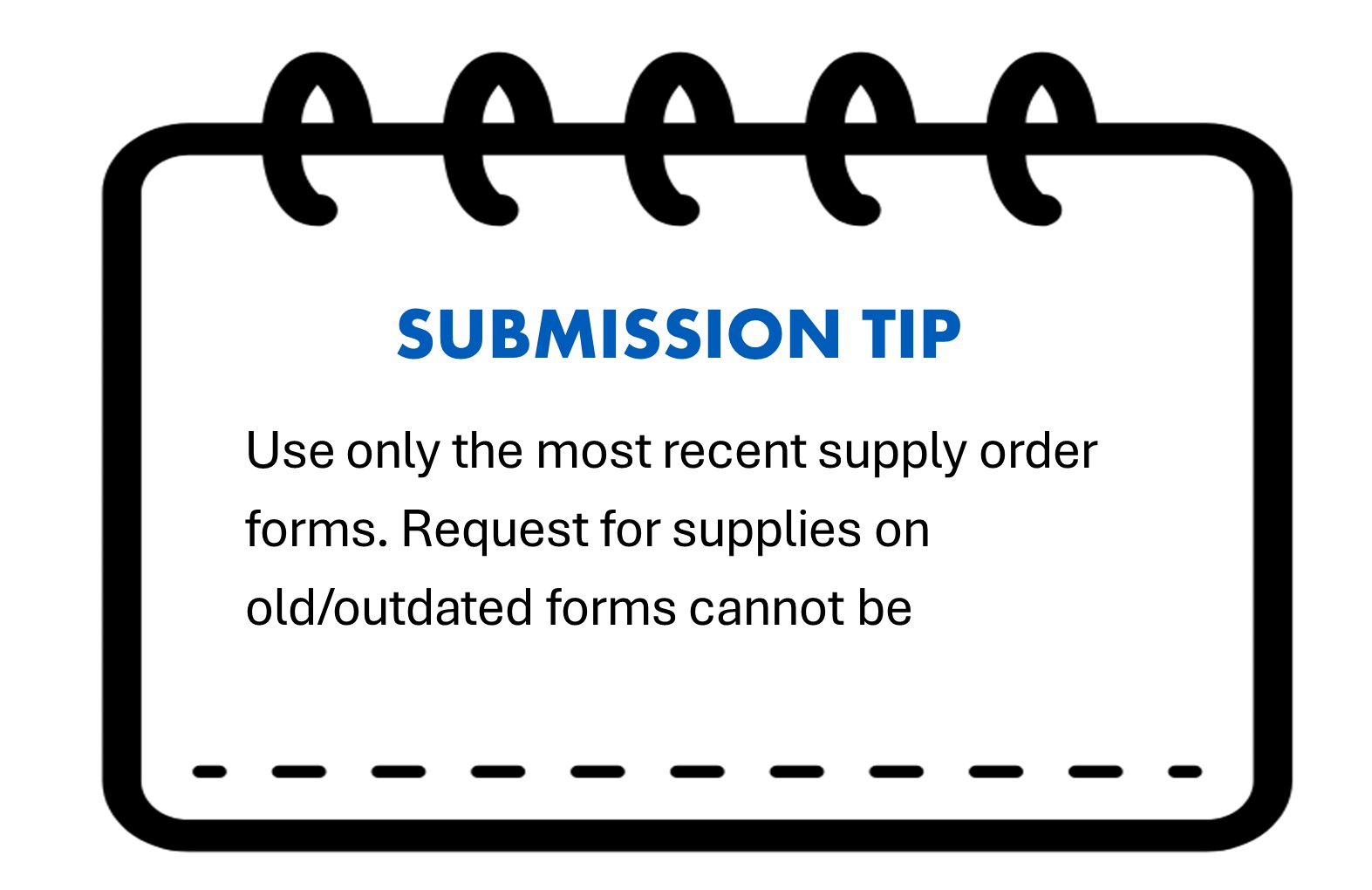 Use only the most recent supply order forms