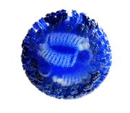 A blue sphere with a white structure