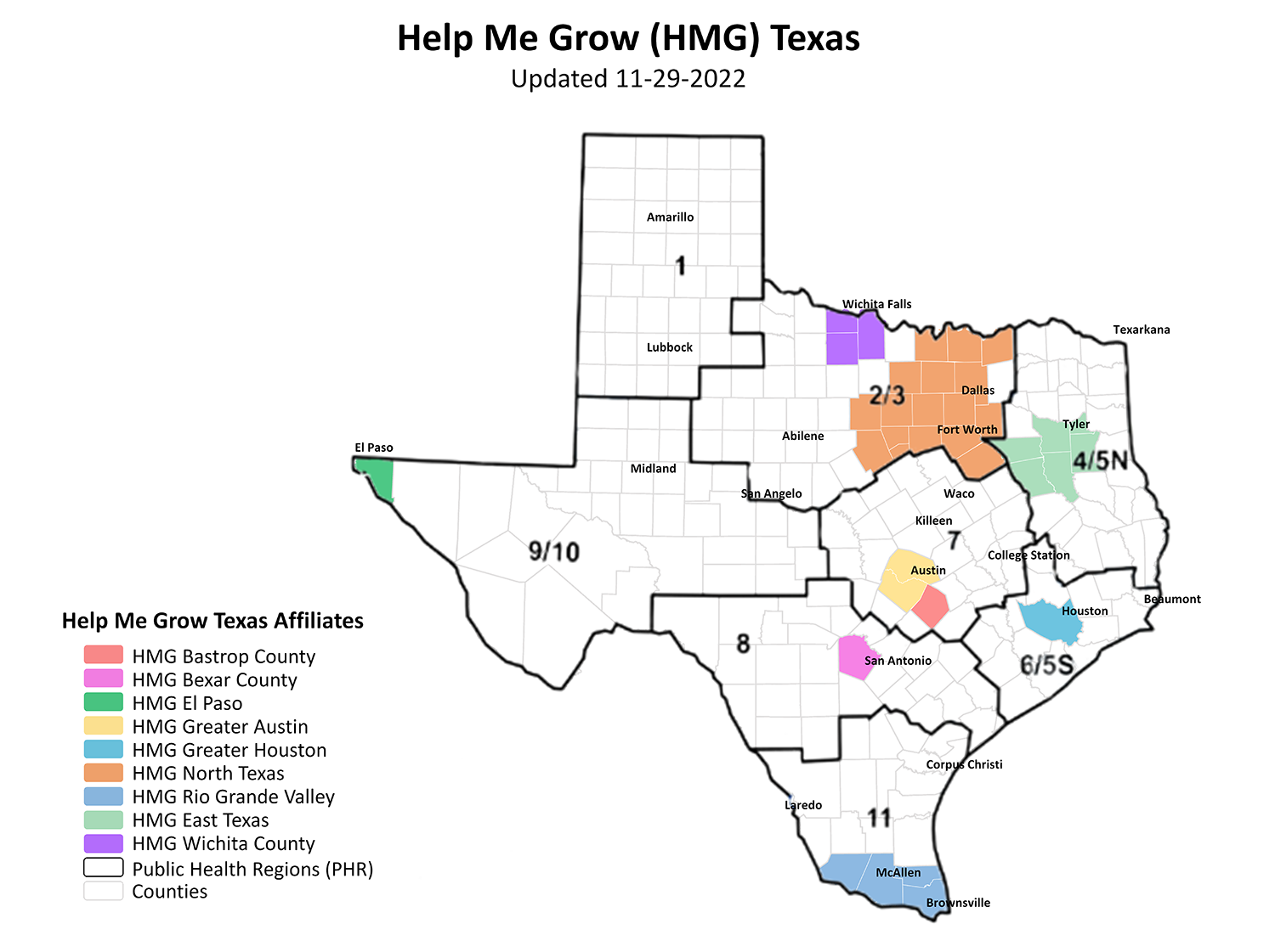 Map of Help Me Grow Affiliates by County.
