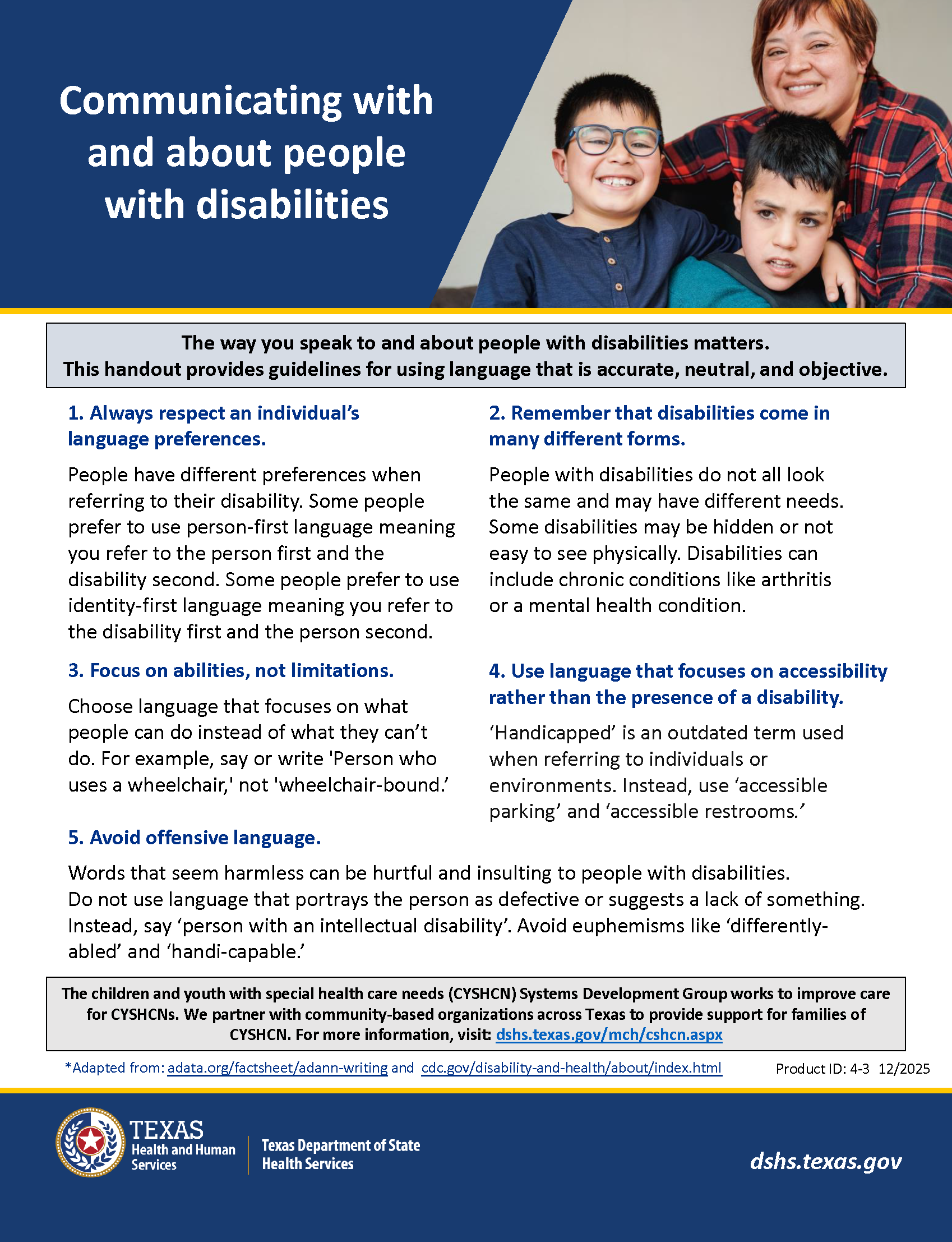 Communicating with and about People with Disabilities