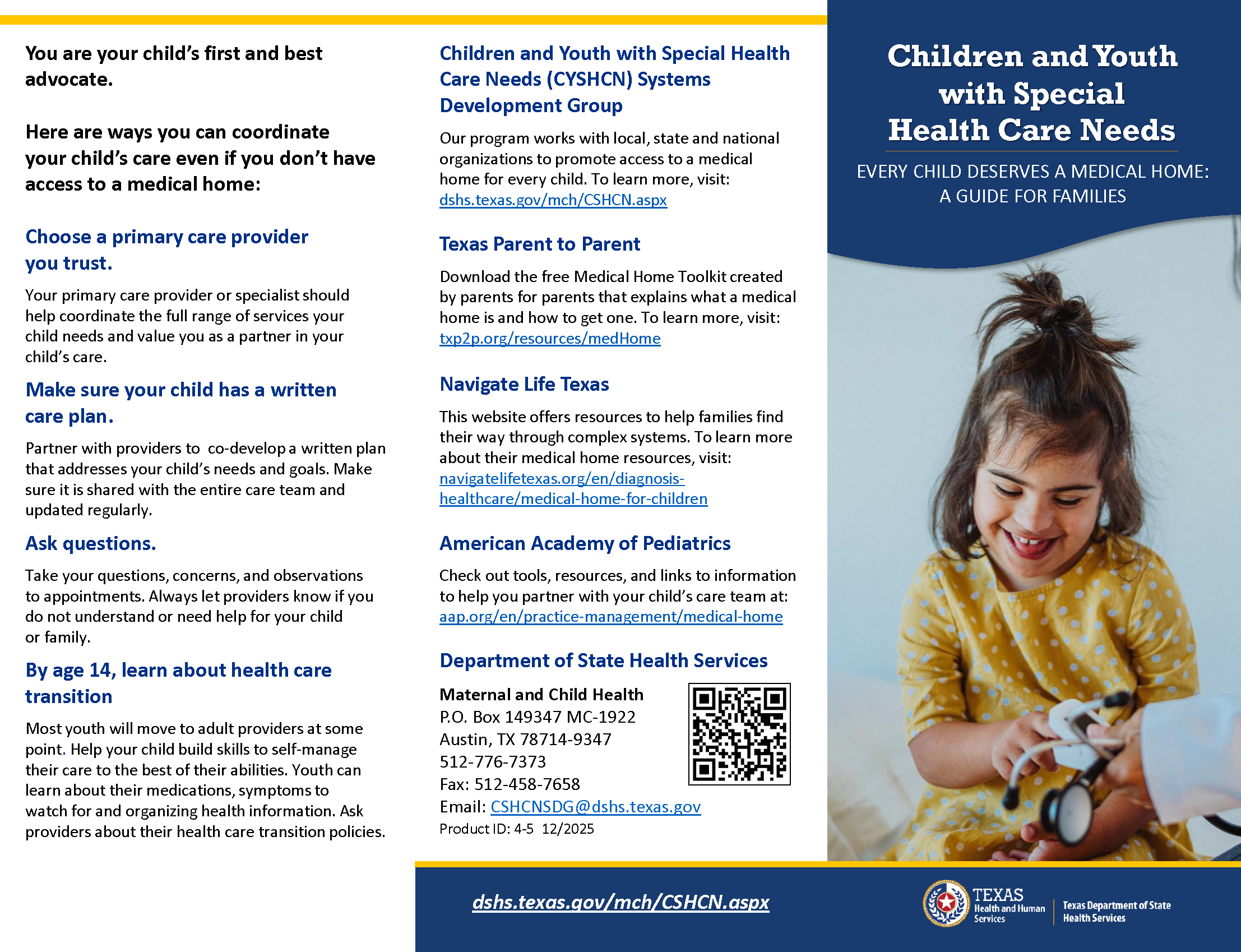 Every Child Deserves a Medical Home:   A Guide for Families 