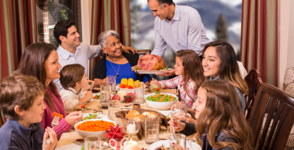 family eating at a table
