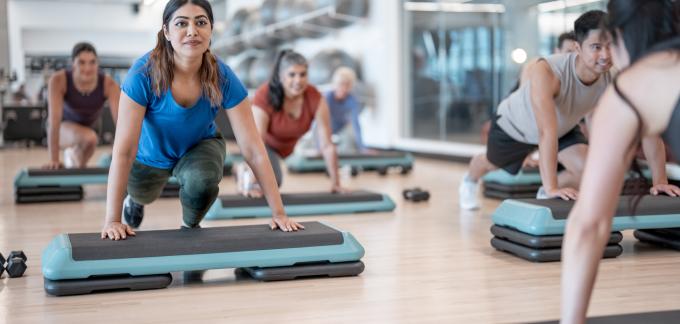 group taking exercise class