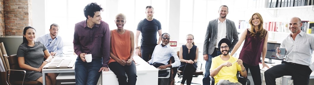 11 people in an office environment, decorative