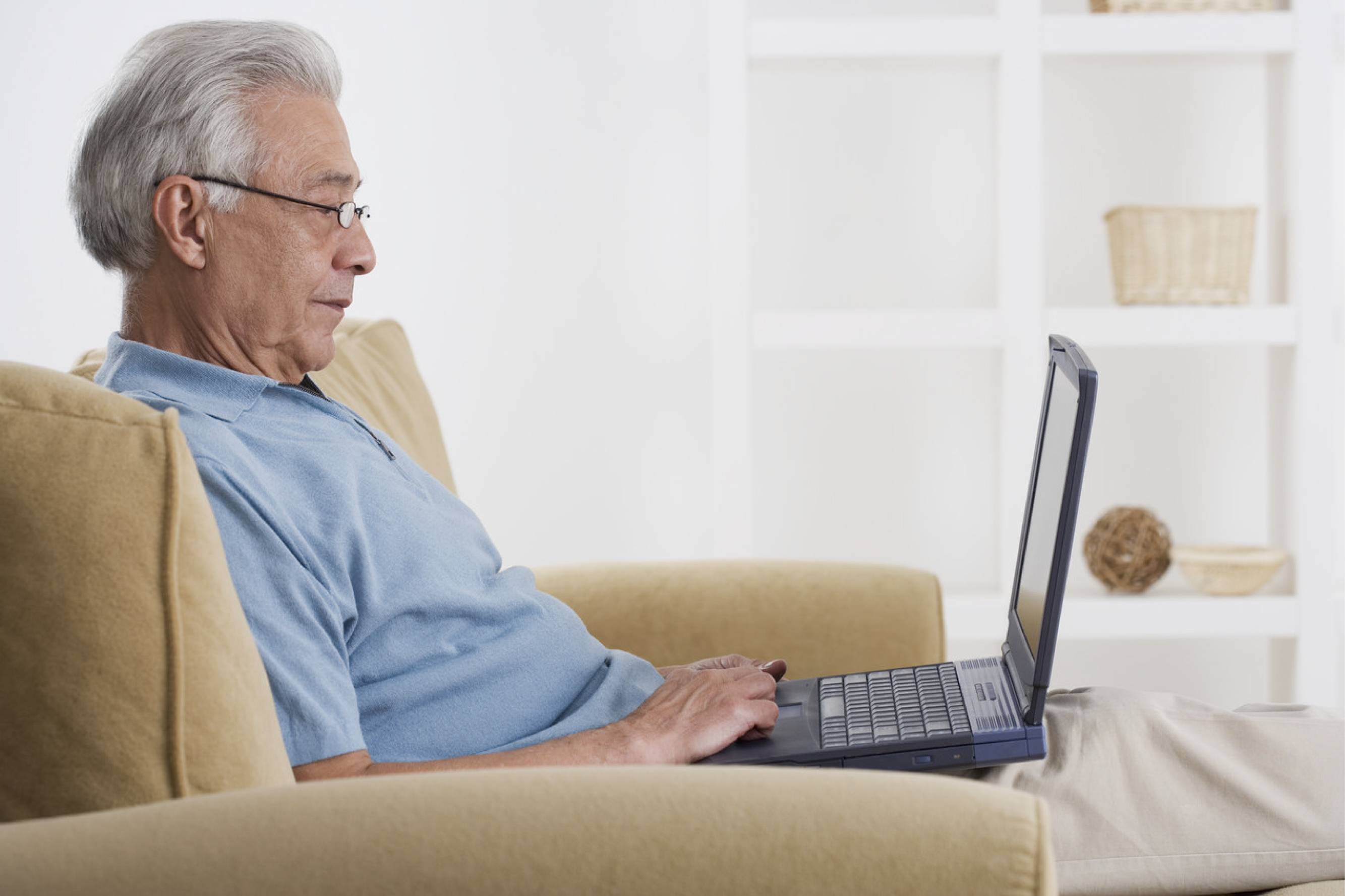 PIcture of an older man reading, decorative