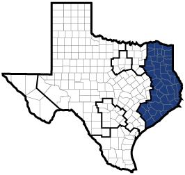 Map service area East Texas