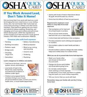 OSHA Quick Card Take Home Lead