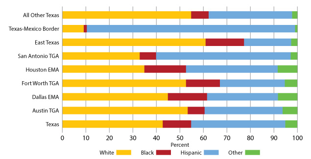 Figure 3. Racial Composition of Texas Population by Region