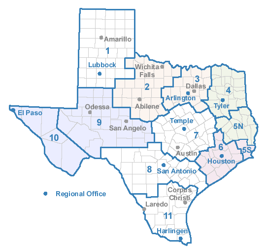 Texas county PHR map