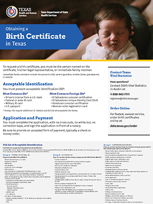 DSHS Birth Certificate Poster