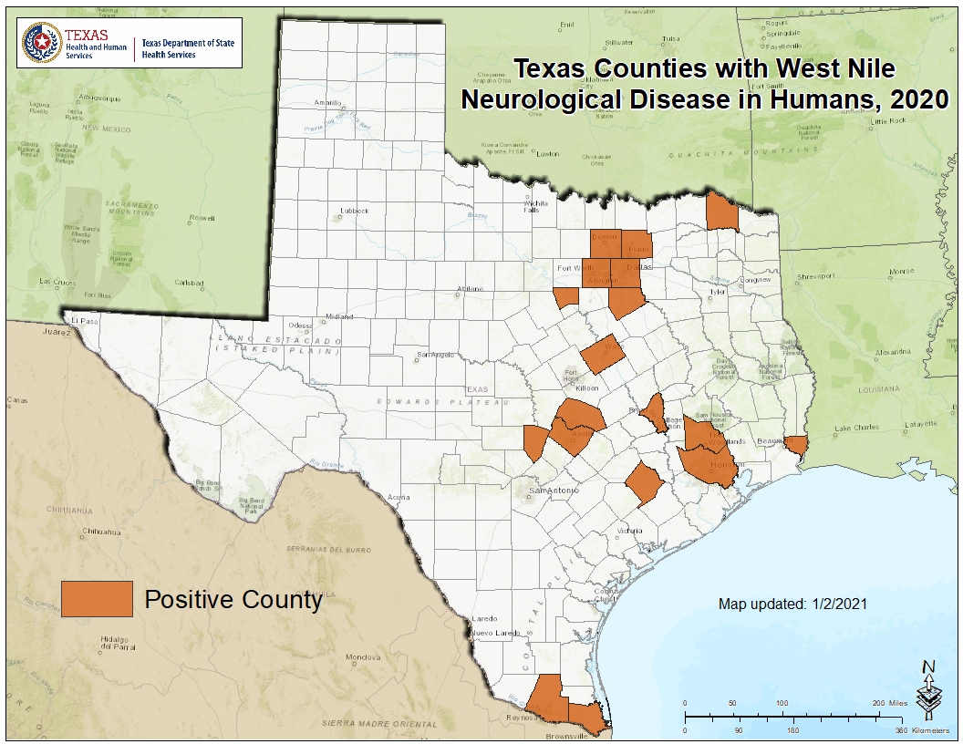 2020 Texas West Nile Virus Maps | Texas DSHS