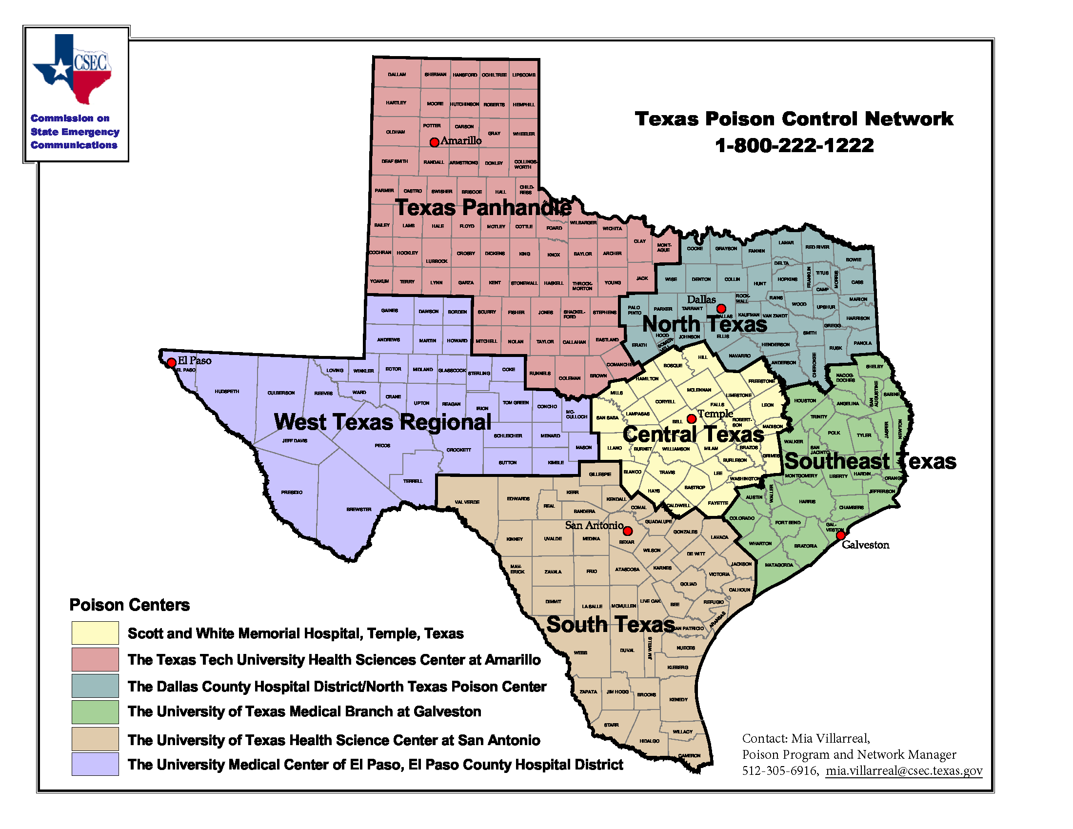 Texas Poison Center Map