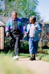 Older couple walking