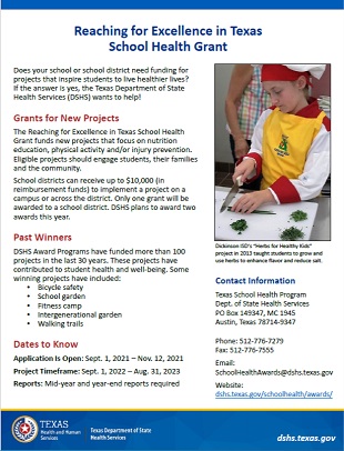 Reaching for Excellence grant flyer. [Click image to download and print PDF flyer.] 