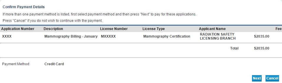 Confirm Payment Details page Confirm Payment Details page